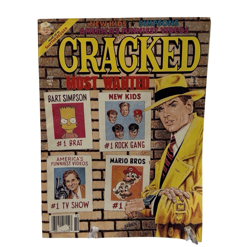 Cracked - Most Wanted October‎ 1990 #257. Mario Bros, New Kids, Simpson's